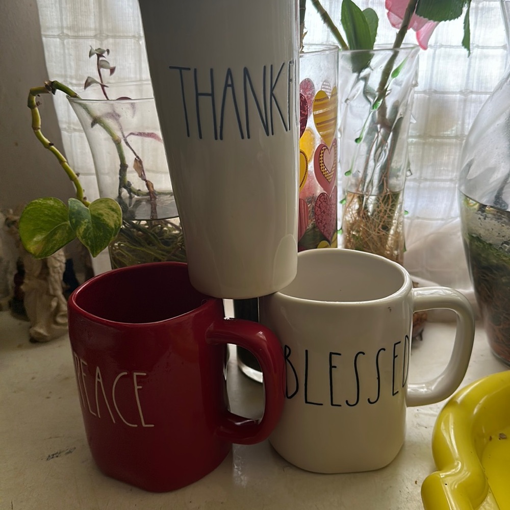 3  pc Rae Dunn cups collection.